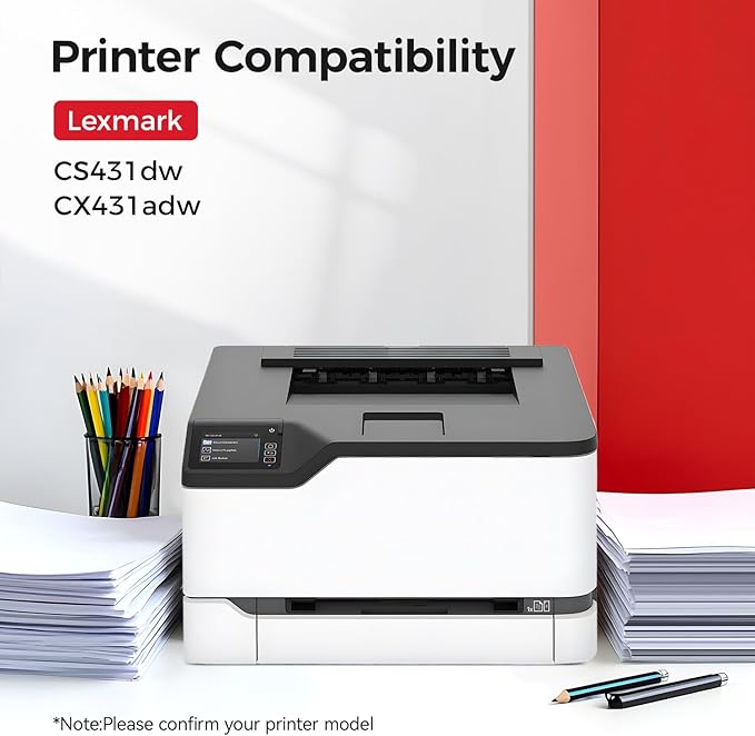 20N1XK0 20N1XC0 20N1XM0 20N1XY0 Toner Cartridge Set 4-Pack with chip High Yield Replacement Compatible with Lexmark Color CS331dw CS431dw CX331adwe CX431adw Laser Printer Ink Black Cyan Magenta Yellow