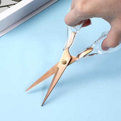Heavy Duty Rose Gold Scissors Craft Scissors Clear Acrylic Scissor Craft Office Professional Shears for Home School Office Paper Fabric