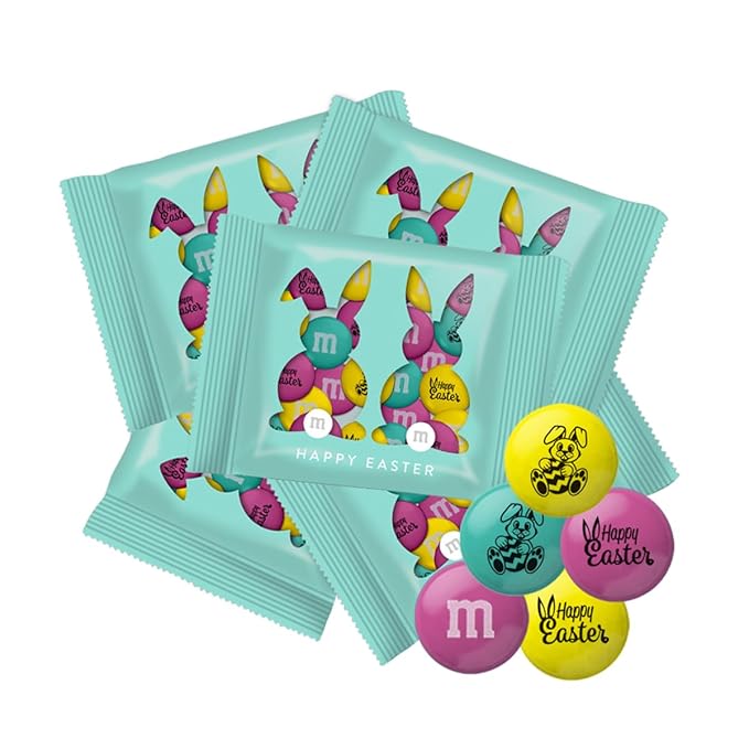 M&M'S WORLD Easter Milk Chocolate Candy Favors, Festive Spring Themed Treats in sharable favor packs, Perfect for Egg Hunts, Basket Fillers, Party Favors, and Seasonal Snacking