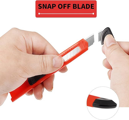 DIYSLEF Knife 16-Pack Box Cutter Retractable, Box Knife Perfect for Home, Office Use, Small 9mm Snap-off Blades Utility Knife for Cardboard, Cartons, Disposable Box Cutters Bulk for Work