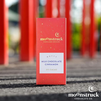 Moonstruck Chocolate Milk Chocolate Bar with Cinnamon Vanilla and Almond, 31% Cacao, 3.0oz (Pack of 1)