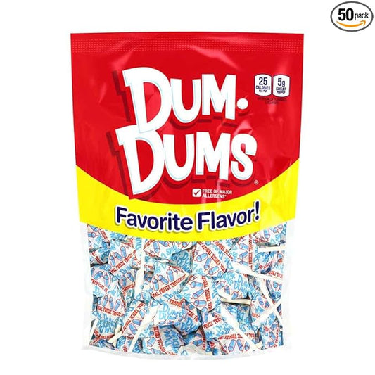 Dum Dums Tropical Freeze Lollipops - Bulk Candy Box with Lollipops Individually Wrapped, Single Flavor Gourmet Suckers - 50 Count