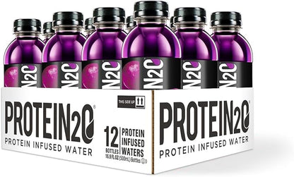 Protein2o 15g Whey Protein Isolate Infused Water, Ready To Drink, Sugar Free, Gluten Free, Lactose Free, Harvest Grape, 16.9 oz Bottle (Pack of 12)