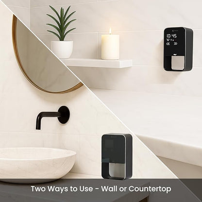EliteJet Automatic Foaming Soap Dispenser Touchless - Wall Mount & Countertop, Aluminum Alloy Body, Automatic Soap Dispenser Touchless with Dual Power (USB/Battery), LED Display