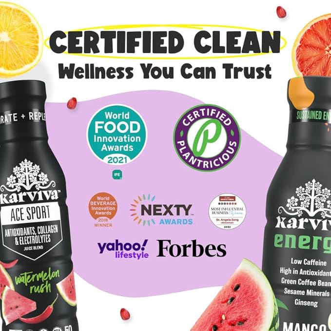 Juice Fasting Skin Glow & Claming Energy Pack | Ancient Metabolism Booster | Gentle Detox, Marine Collagen & Minerals, High Antioxidants & Fiber | Low Sugar | Non-GMO, 6×12 fl oz BPA-Free Bottles