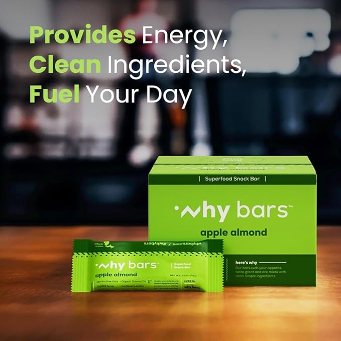 Protein Bars, Apple Almond, 2.04 Ounce Bars (Pack of 12 Protein Bars) - Protein Bar Superfood, Gluten Free, Non GMO, Organic, Vegan, Simple Ingredients