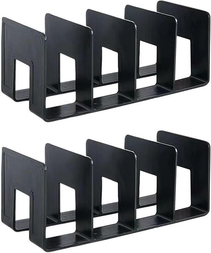 2PCS Acrylic File Organizer for Desk, Desktop Document/Mail Organizer, 4 Compartments Plastics Invisible Bookshelf Floating (12.5" x 5.7" x 5", Black)