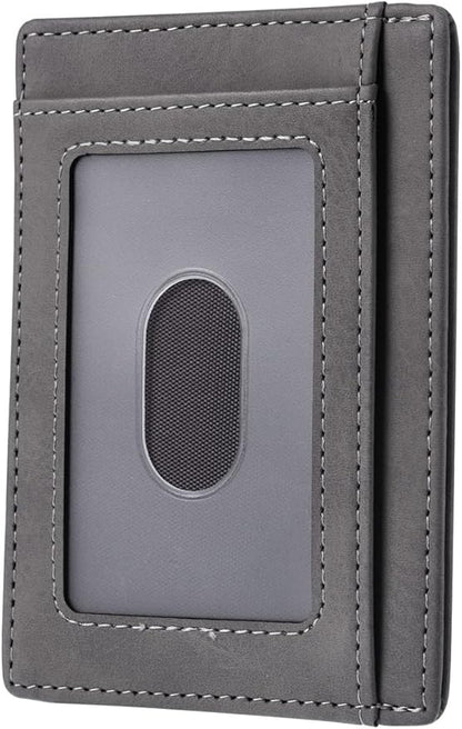 Travelambo Slim Wallet Front Pocket Minimalist Leather RFID Blocking Medium Size