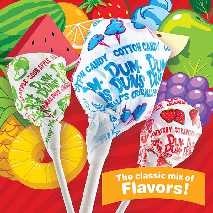Dum Dums Original Mix 2,300 Count Box- All-Time Classic Flavors - Bulk Suckers, Lollipops Individually Wrapped, Candy Mix Variety Pack - Bulk Candy for Any Occasion
