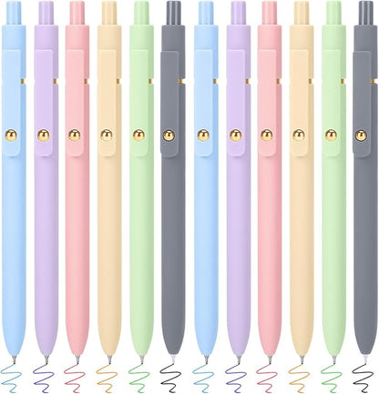 FIOVER Colored Pens, 12 Pack Colorful Gel Pens, Quick-Dry 0.7mm Medium Point for Journaling, Note Taking, Doodling, Aesthetic Office School Supplies, Gifts for Women Men(12PCS Multiple Colors)