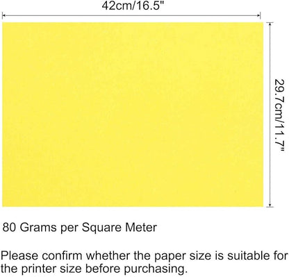 MECCANIXITY 50 Sheets Colored Copy Paper 16.5 x 11.7 Inch Printer Paper 80gsm Bright Yellow for Office Printing, Document Copying, Invitations, Forms, Art Projects