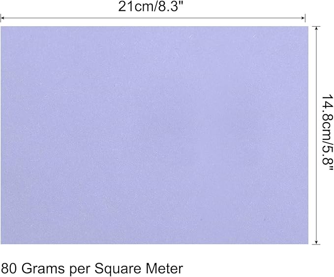 MECCANIXITY 75 Sheets A4 Colored Print Copy Paper 5.8" x 8.3" Origami Paper Printer Paper 80gsm for Printing, Document Copying, Art Craft,Light Purple