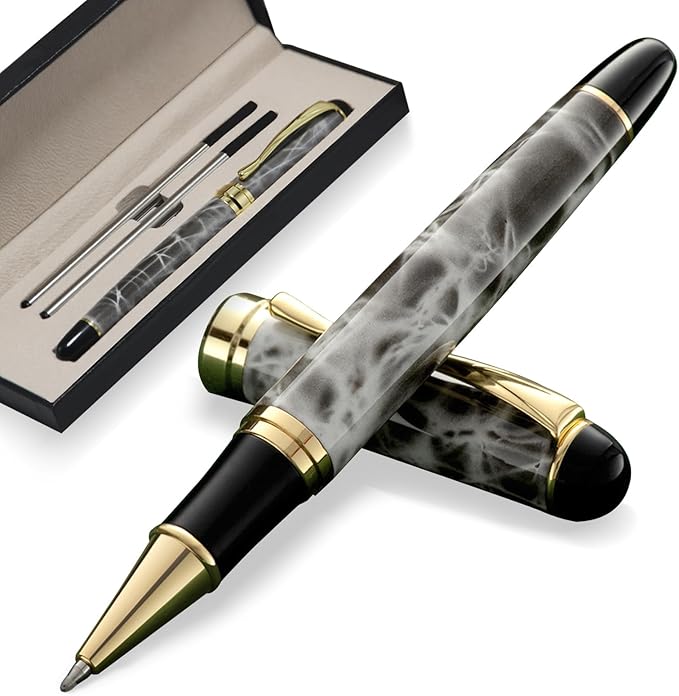 Luxury Ballpoint Pens Black Ink 0.5mm Medium Point Work Pen Smooth Writing,Elegant Fancy Nice Gift Pen Set for Signature Executive Business Office Supplies - Gift Boxed with Extra Refills