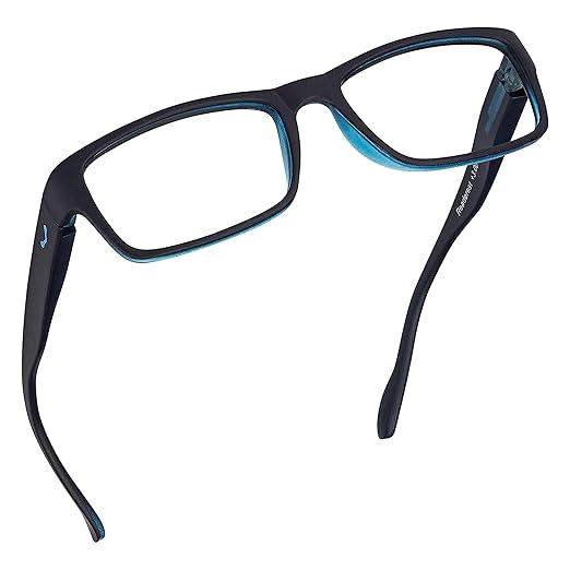 Readerest 0.25 Blue Light Reading Glasses - Lightweight Computer Glasses - Eye Strain, UV Glare Protection (Black+Blue)