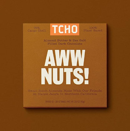 TCHO Aww Nuts! 75% Dark Chocolate Bars (10 pack) | Plant Based, Organic & Fair Trade, | Non GMO, Non-Dairy, Vegan Chocolate, Soy Free (2.5oz each)