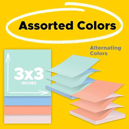 Post-it Pop-up Notes, 3x3 in, 12 Pads, America's #1 Favorite Sticky Notes, Assorted Pastel Colors, Clean Removal, Recyclable (R330-U-ALT) (Pack of 12)