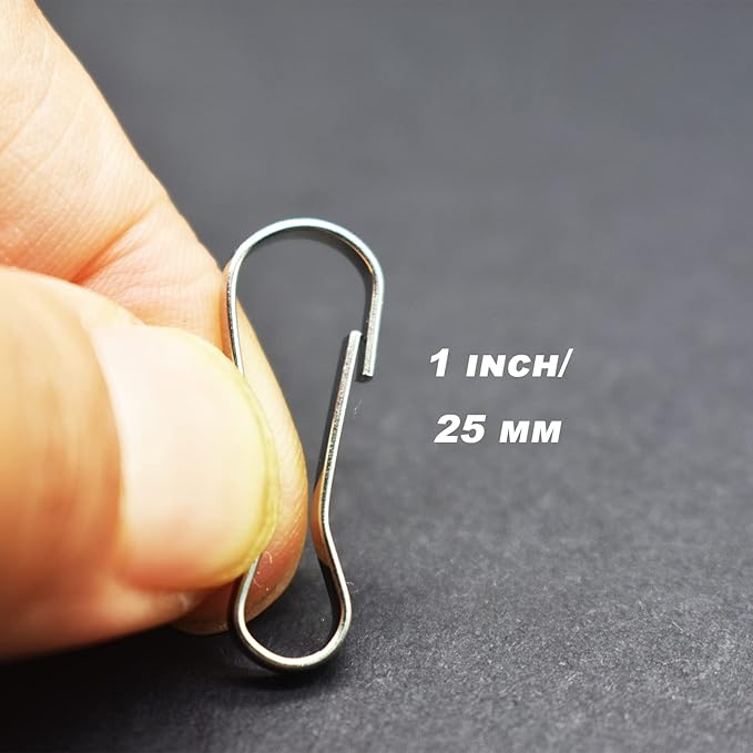 60 pcs Stainless Steel Small Spring Hooks 1inch/25mm Lanyard Clasp Zipper Snap Clips for Key Chain ID Card Badge Holders