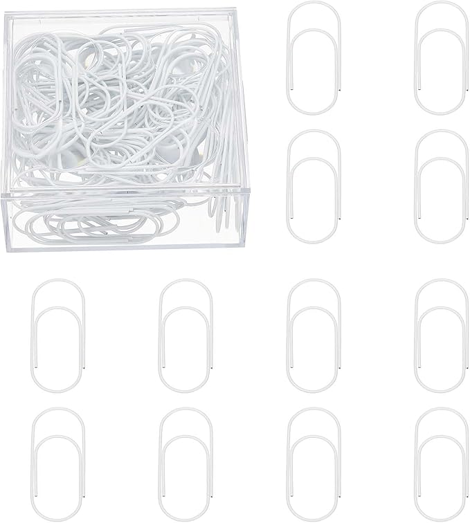 PATIKIL 100 Pcs Paper Clip, 2inch Non-Skid Metal Paper Clamp Clips Large for Office Supplies Craft Scrapbook Document Note Sorting, Electroplating, White