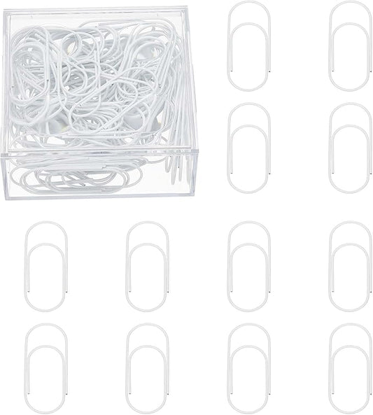 PATIKIL 100 Pcs Paper Clip, 2inch Non-Skid Metal Paper Clamp Clips Large for Office Supplies Craft Scrapbook Document Note Sorting, Electroplating, White