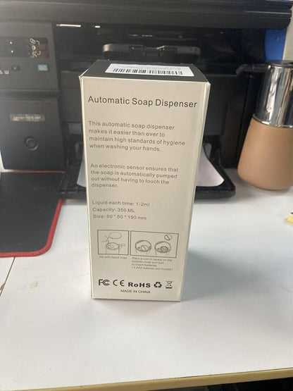 Automatic Soap Dispenser Touchless 11.8oz 4-Level Adjustment Auto Hand Soap Dispenser Stainless Steel Battery Operated for Bathroom Kitchen Hotel