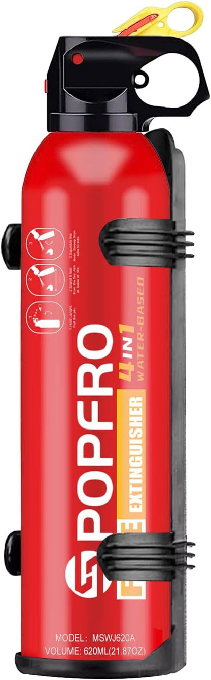 Portable Fire Extinguisher | 4-in-1 Small Fire Extinguisher for Home, Garage, Kitchen, Car | For Electric, Textile and Grease Fires | Non-Toxic, Easy Clean | Wall Mount Incl (1 pack)