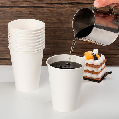 500 Count 12 oz Disposable Paper Coffee Cups, White Hot Paper Cups for Cafes, Bistros, Parties, and Events