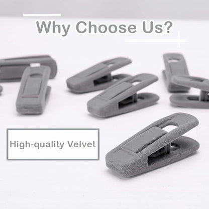 Trgowaul Velvet Hangers Clips, Pants Hangers Velvet Clips, Strong Finger Clips Perfect for Thin Velvet Hangers (60pc, Grey)
