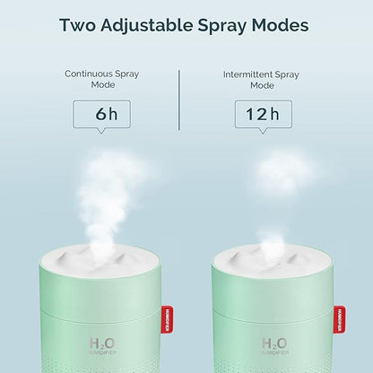 Green Portable Mini Humidifier, 500ml Small Cool Mist USB Desktop Humidifier for Baby Bedroom, Travel, Office, Home - Auto Shut-Off, 2 Mist Modes, Super Quiet