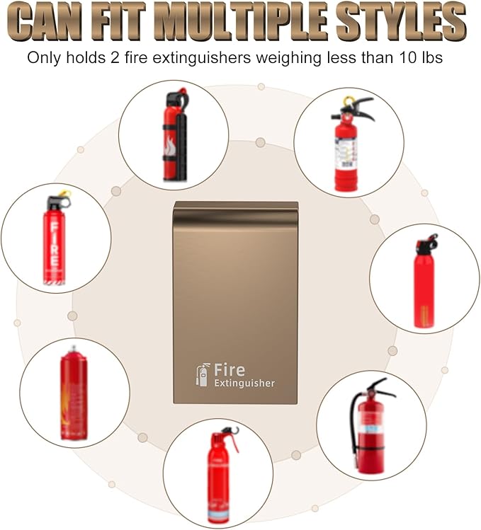 Fire Extinguisher Cabinet Floor Standing, Stainless Steel Fire Extinguisher Box, Suitable for Shopping Malls and Hotels, Can Accommodate Two 10 Pound Fire Extinguishers (Rose Gold)