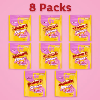STARBURST Gummies All Pink Gummy Candy, Sharing Size, 9 oz Bag (Pack of 8)