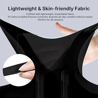 Fit Geno Posture Corrector for Women Invisilite: Invisible Lightweight Back Brace for Neck Shoulder & Upper Back Pain Relief - Improve Posture Correct Hunchback Slouching Under Clothes XX-Large