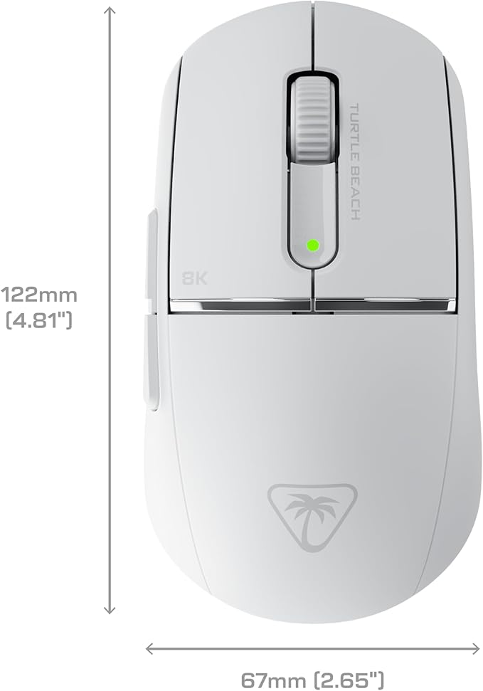Turtle Beach Burst II Pro - 2.4GHz Wireless Esports Gaming Mouse, 8K Polling, 57g Ultra Lightweight, 150-Hr Battery, Optical Switches, Symmetrical, 30K DPI Optical Sensor, 8 Inputs, Bluetooth - White