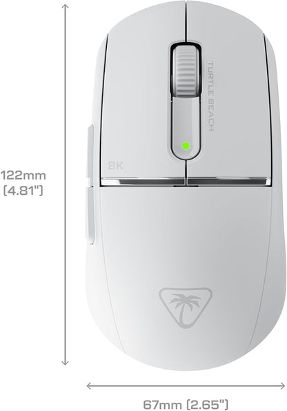 Turtle Beach Burst II Pro - 2.4GHz Wireless Esports Gaming Mouse, 8K Polling, 57g Ultra Lightweight, 150-Hr Battery, Optical Switches, Symmetrical, 30K DPI Optical Sensor, 8 Inputs, Bluetooth - White