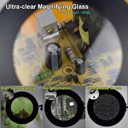 NOEVSBIG Magnifying Glass Desk Lamp with 3-Section Swing Arm and Big Clamp, Magnifying Glass with Light and Stand, 10X Wide Desk Magnifier Light for Reading/Office/Crafting/Close Work