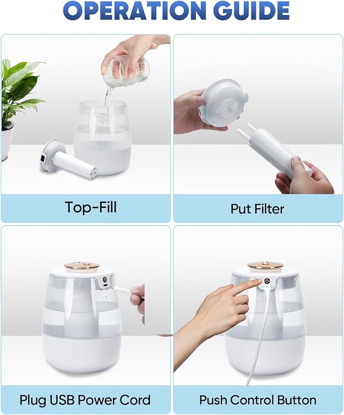 KEN BROWN 1.5L Mini Desktop Humidifier, Quiet, USB-Powered, 3 Mist Modes, Auto Shut-Off, Perfect for Office & Bedroom