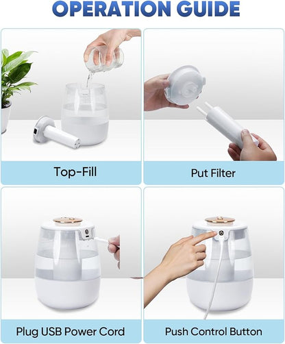 KEN BROWN 1.5L Mini Desktop Humidifier, Quiet, USB-Powered, 3 Mist Modes, Auto Shut-Off, Perfect for Office & Bedroom