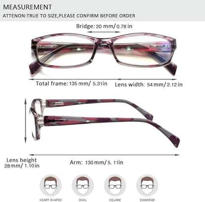 Henotin 5-Pack Reading Glasses Blue Light Blocking Anti Eyestrain Computer Reading Glasses for Women and Men Readers (5 Pairs Mix Color, 0.50)