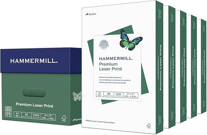 Hammermill Printer Paper, Premium Laser Print 24 lb, 11 x 17-5 Ream (2,500 Sheets) - 98 Bright, Made in the USA, 104620C