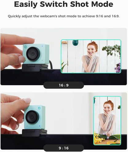 OBSBOT Meet SE 1080P 100FPS Webcam for PC, AI Framing Streaming Camera with 1/2.8" Sensor, Beauty Mode, Gesture Control, Staggered HDR, Web Camera for Desktop Computer, Laptop, Meeting. (Aurora Green)