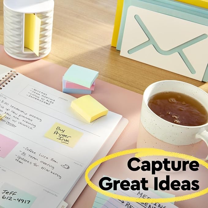 Post-it Notes, 1/3/8 x 1 7/8 in, 24 Sticky Notes Pads, 100 Sheets per Pad, Canary Yellow, The Original Post-it Note, School Supplies and Oﬃce Products