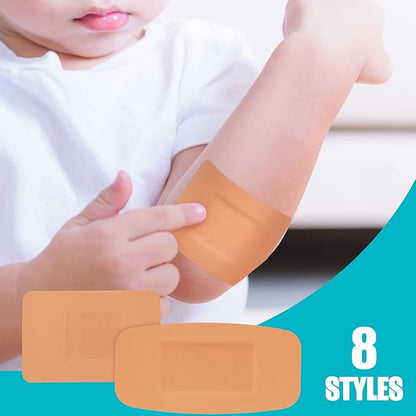 Lounsweer 720 Pcs Assorted Bandages Variety Pack Bulk First Aid Kit Refill Supplies Flexible Fabric Adhesive Breathable Fingertip Knuckle Spot Bandages Waterproof for Arms Knees Wound Care Scrapes