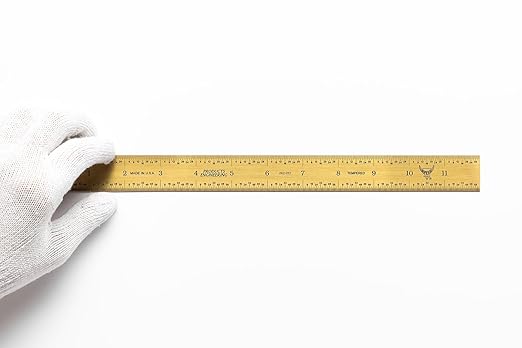 PEC Tools 12"/300mm Rigid Metal Ruler, Titanium Nitride (TiN) Coated Machinist Ruler, E&M Graduation (1/32", 1/64", 0.5mm, 1.0mm), 1" Wide and 0.040" Thick, High Wear Resistance, Made in USA