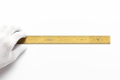 PEC Tools 12"/300mm Rigid Metal Ruler, Titanium Nitride (TiN) Coated Machinist Ruler, E&M Graduation (1/32", 1/64", 0.5mm, 1.0mm), 1" Wide and 0.040" Thick, High Wear Resistance, Made in USA