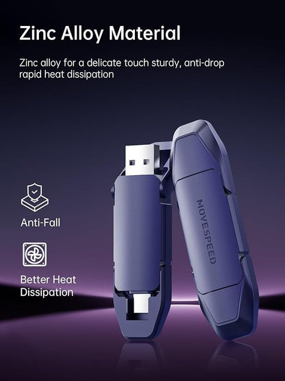 MOVE SPEED 2TB Solid State Flash Drive, 1000MB/s Read Write Speed, USB 3.2 Gen2 & Type C Dual Interface SSD with Keychain Leather Case Thumb Drive for iPhone 15 16 Series/MacBook/Android Phone etc