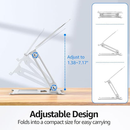 Urmust Laptop Notebook Stand Holder Adjustable Ultrabook Stand Riser Portable Compatible with MacBook Air Pro HP Dell XPS Lenovo All laptops 10-15.6"(Silver)