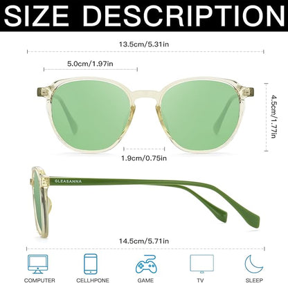 Sleep Glasses for 99.9% Blue Light Glasses Dual AR Coatings Green Lens for Computer Gaming Reduce Eyestrain