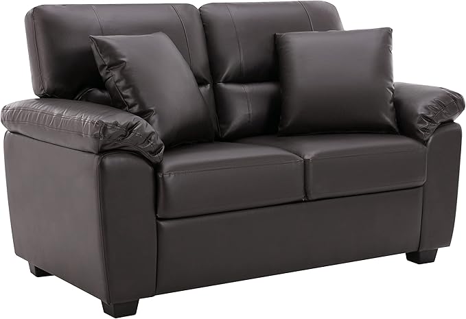 Morden Fort Faux Leather Loveseat Sofas, Modern Luxury and Comfy Furniture Sleeper Couches for Living Room, Apartment, Office, Reading Room