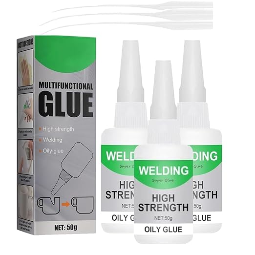3 PCS Welding High-Strength Oily Glue, 2026 Upgraded Welding Super Glue Gel Instant Adhesive, Strong Fast Drying Glue Universal Super Glue for Metal, Plastic, Wood, Glass, Ceramic, Leather (50 Grams)