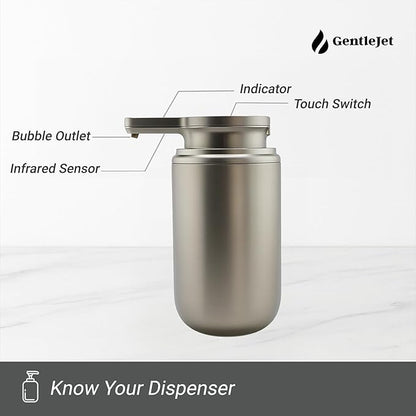 WaveJet Automatic Foaming Soap Dispenser - Rechargeable Automatic Soap Dispenser Touchless for Bathroom, Dual Foam Levels, Auto-Clean Mode (WaveJet - Silver, Foam)