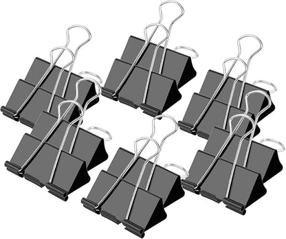 Ufmarine Medium Binder Clips 1.25 Inch Length, (120 Pcs) Black Medium Paper Clips for Office